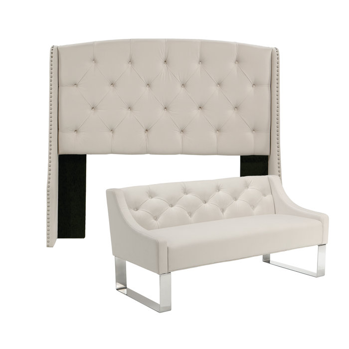 Chenery Upholstered Wingback Headboard and Bench & Reviews Joss & Main